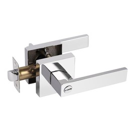 Probrico Square Privacy Door Lever, Heavy Duty Bed Bath Room Door Handle, Keyless Interior Door Knob Locksets for Left or Right Handed Doors, Polished Chrome, 10 Pack