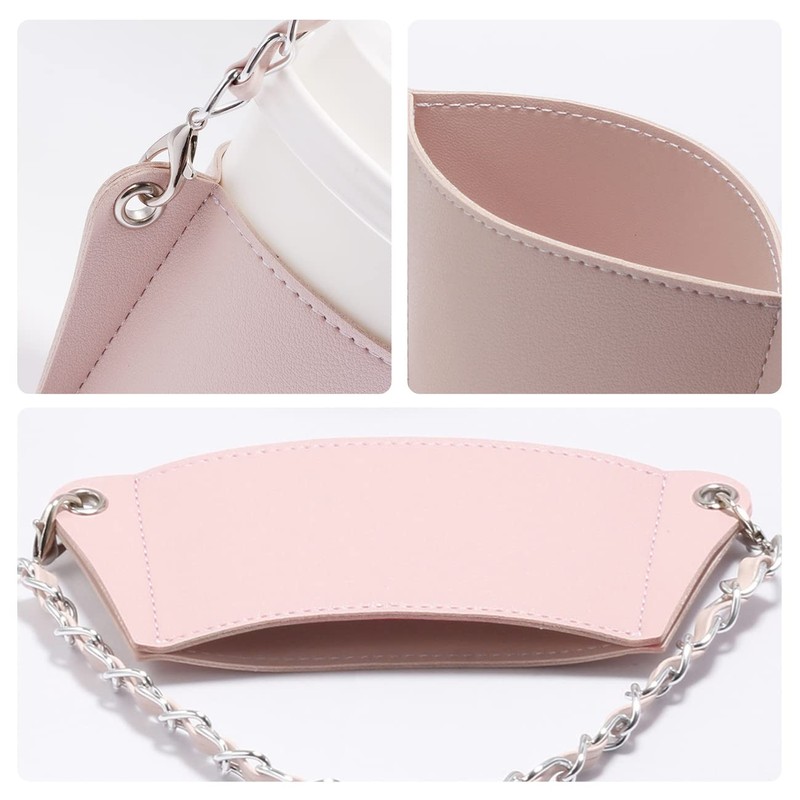 YUYAKESHI Drink Cup Holder Cover PU Cup Holder Chain Carry