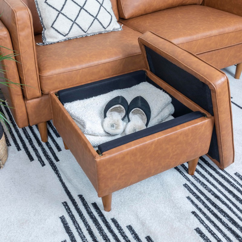 Creative Co-Op Atley Upholstered Modern Ottoman with Storage and Solid