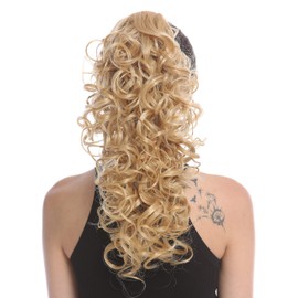 WIG ME UP - MKB-6A-V-124 Ponytail Hairpiece Extensions optional Combs & Clamp long voluminous curled curls golden blond 17inch