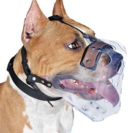 Mayerzon Pitbull Muzzle, Basket Muzzle for Large Dogs Rottweiler to Prevent Biting Chewing Scavenging, Breathable Dog Mouth Guard for Grooming Vet Visits That Allows Panting Drinking