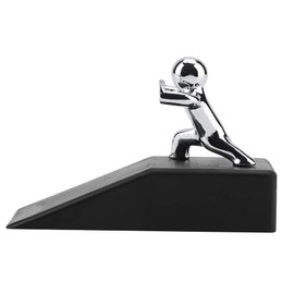 Little and Man Tope de Puerta Decorativo, Aleación de Zinc y Goma, Negro y Plateado, 10 x 6 cm, Antideslizante, Antirrobo, para Casa y Oficina