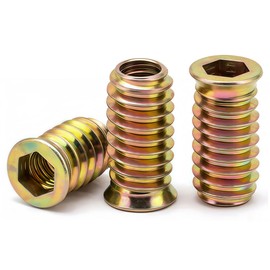 Drenky M8 Threaded Insert Wood, Pack of 20 Screw-In Nuts M8 x 20 mm Screw-In Nuts, Screw-In Sleeves, Galvanised Hexagon Socket, Screw Sleeve Threaded Insert Nuts for Wooden Furniture