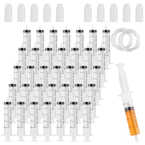 YOUNTHYE 40PCS Plastic Syringe 20ml Syringe with Tube, Liquid Measuring