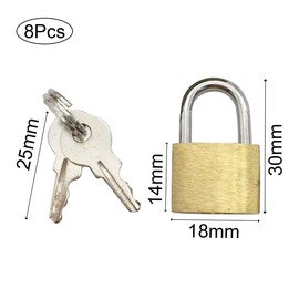 XUHENGXINX Small Padlock 8 Pcs Suitcase Locks with Keys Mini Padlock Brass Padlock with Keys Security Locker Lock for Cupboard, Luggage, Travel Bags, Backpack, Computer Bag
