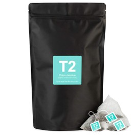 T2 Tea China Jasmine Green Tea Bags in Resealable Foil Refill Bag, 60-count