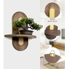 Wooden Arched Floating Shelf, Boho Rattan Wall Shelf