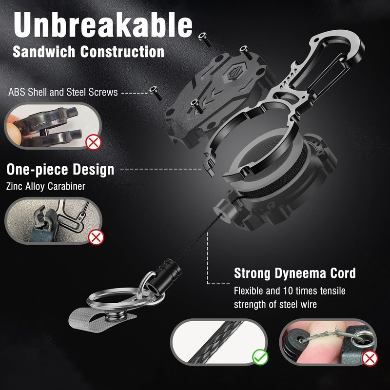 Autonomier 2Pack Heavy Duty Retractable Keychain, Tactical ID Badge Holder