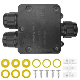 Tekenewbse Junction Box Waterproof IP68, Cable Connector, Waterproof, Junction Box, Terminal Box, 3-Way Waterproof Junction Box, Electrical Junction Box for Cables with Diameter 5-15 mm, Black