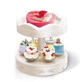 Cupcake Stand, 8.7 Inch Automatic 360° Rotating Double Layer Cupcake Holder, 6 Trays One Button Control Round Dessert Stand for Party, Wedding, Birthday, Baby Shower, Celebration, Home Decoration