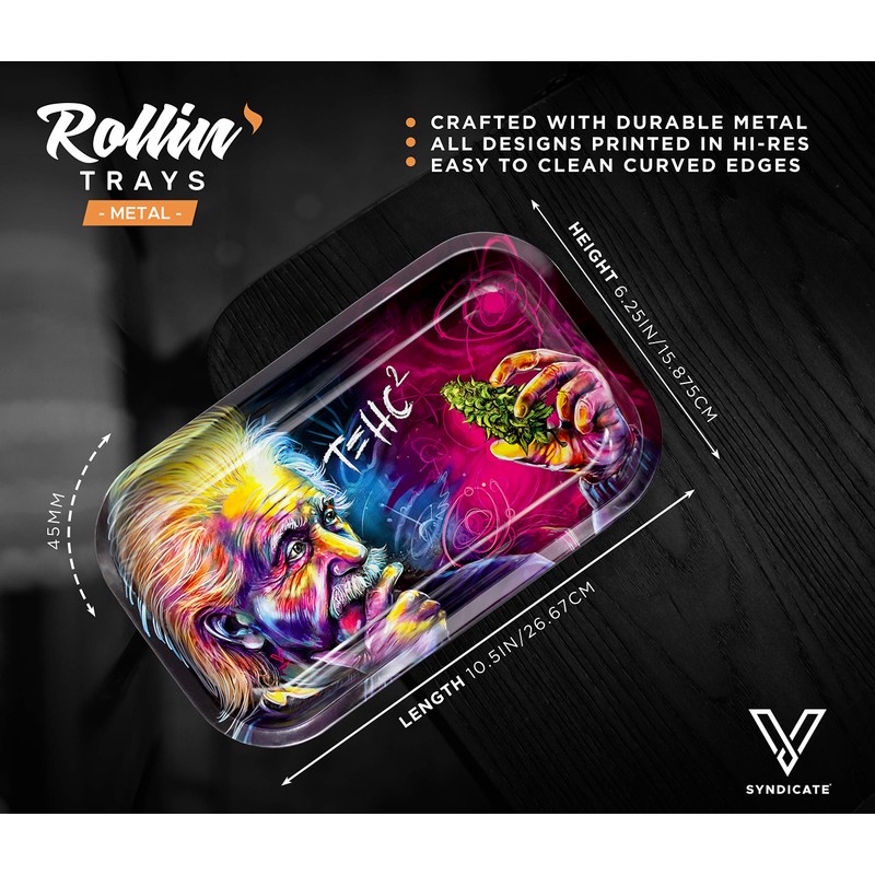Metal Rolling Tray, T=HC2 Einstein Design by V Syndicate, Medium