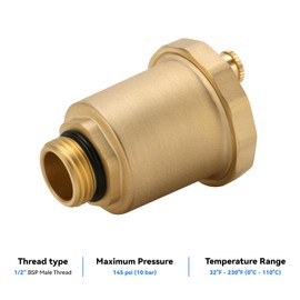 Solimeta 2-Pack Automatic Float Valve with Leak-Proof Washer | 1/2" BSP Thread Air Release & Vent Valve