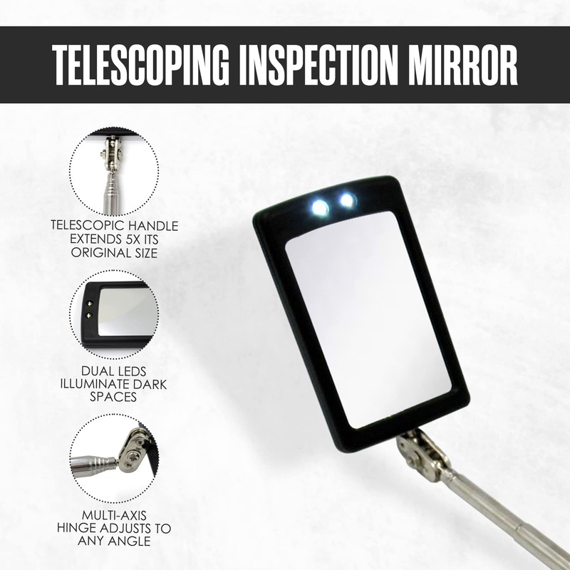 Inspection Mirror, Telescoping Mirror, Mechanic, Extendable, On A Stick, Telescope,