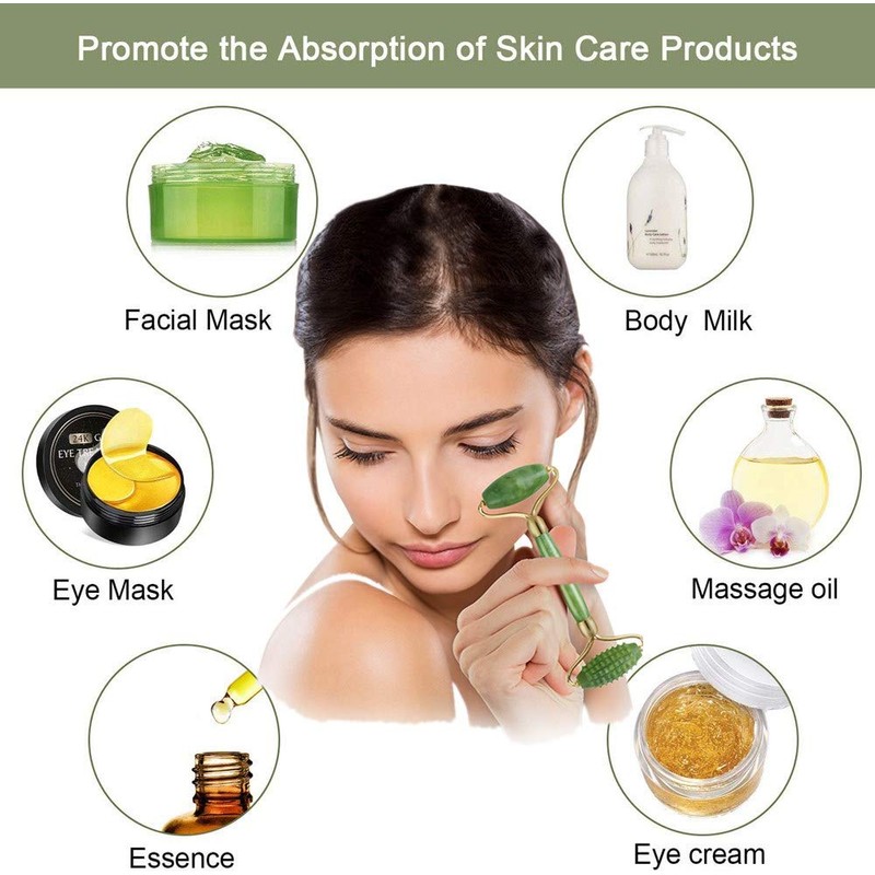 Gua Sha Jade Roller Set, Face Roller, Face Massager Jade