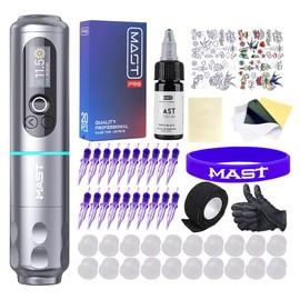 Mast Archer2 Wireless Tattoo Gun Rotary Pen Kit, Brushless Motor by Mcore, Smart Screen & 2000mAh Battery for Run Long Time, 3.5mm Stroke Length (grey)