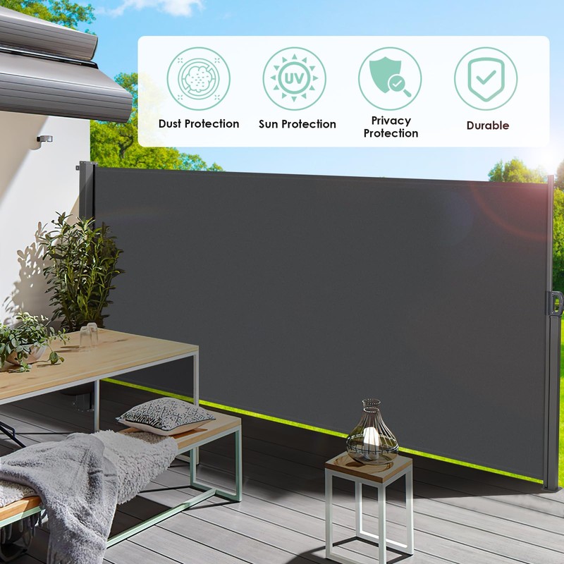 LIFERUN 118" x 71" Side Awning, Retractable Side Awning, Patio