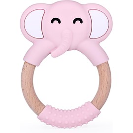 Chummies | Mordedor Elefante de Silicona y Madera (ROSA)