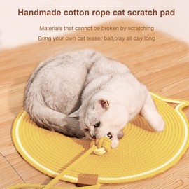 Cat Scratching Pad, Natural Cotton Rope Cat Scratch Mat, 16.9'' Round Wall & Floor Scratcher, Durable Furniture Protector for Couch, Carpet, Sofa, Eco-Friendly Cat Scratcher Pad（Brown）