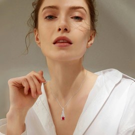 Lwsary Infinity Celtic Knot Necklace 925 Sterling Silver Irish Pendant Princess Cut Emerald Necklace May Birthstone Jewelry for Women