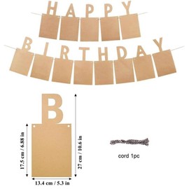 Happy Birthday Photo Banner, Vintage Kraft Card Paper Birthday Photo Frame Picture Album Photo Banners Bunting Garland for Kids and Adults Girls Birthday Party Decoration