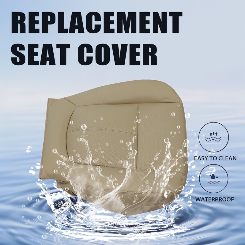 Priprilod Tan Leather Passenger Side Bottom Replacement Seat Cover Compatible