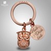 PAKADI Berta Owl Keyring, Rose gold matt, S, Keyring
