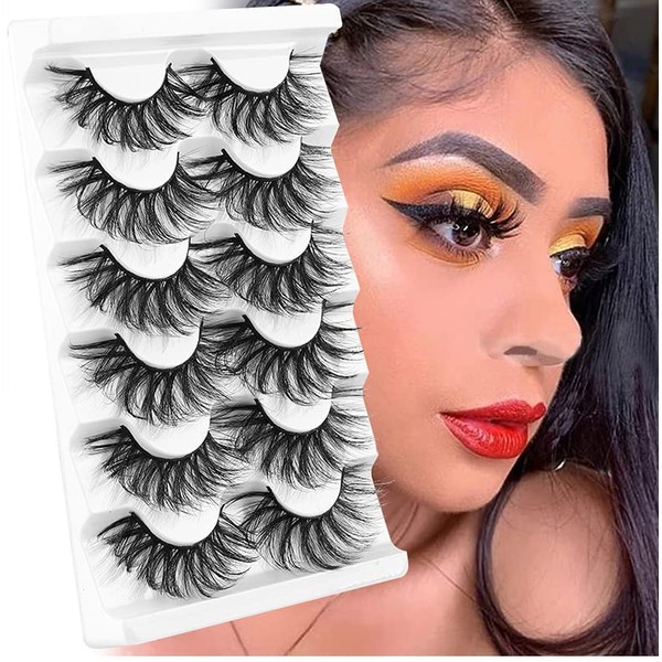 E EMZHOLE Mink Lashes Wispy False Eyelashes Cat Eye Lashes