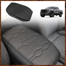 Muslogy - Funda para consola central, compatible con Ford Ranger 2024 XL XLT Lariat Raptor, accesorios para reposabrazos y reposabrazos, protector de tapa de piel vegana antiarañazos, extra suave