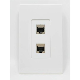 RiteAV CAT 6A 2 Port Shielded Cat6a Wall Plate 1 Gang Decorative Screwless White