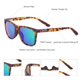 OLIFE Sunsoul Polarised Sunglasses for Men and Women Square CAT.3 Unisex 100% UV400 Protection Ideal for Driving, Camping, Fishing, Beach and Sports, Green Revo