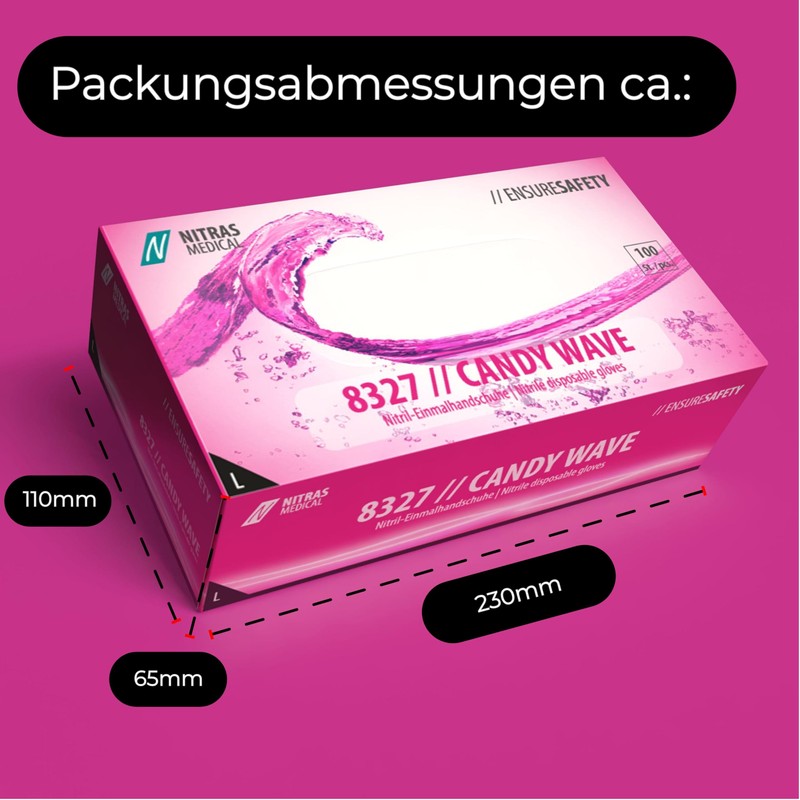 Nitras Medical 8327 Candy Wave Nitrile Disposable Gloves Magenta Pack
