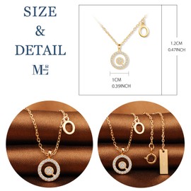 MicLee Women's Necklace 925 Sterling Silver Cubic Zirconia Letter Chain in Rose Gold (Adjustable) Chain Letter Initial A-Z Disc Round Letter Pendant with Gift Bag Super Gift, Silver, Cubic Zirconia
