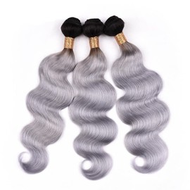 Labamiya Human Hair Bundles 10 12 14 Inch Omber Grey Body Wave Bundles Human Hair 12A Unprocessed Soft Sewn In Wave Hair for Black Women with Double Weft