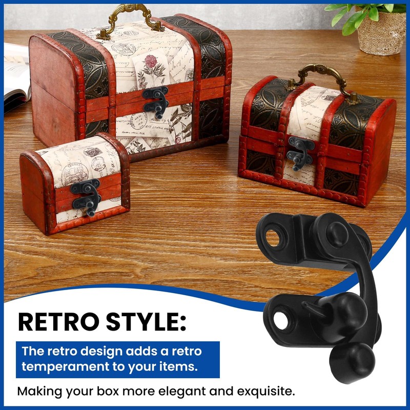 ZIUZI Small Hasp Latches Antique Black Clasp Swing Arm Latch