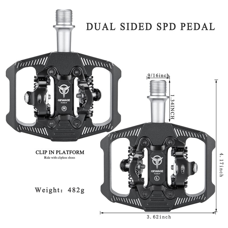 Mountain Bike Pedals - Dual Function Flat and Clipless Pedal
