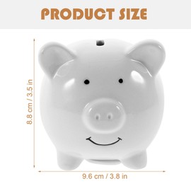 VOSAREA Ceramic Piggy Bank White Piggy Bank Children Pig Money Box to Open Adult Money Box Piggy Bank Gifts