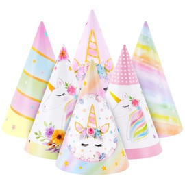 WERNNSAI Unicorn Birthday Party Hats - 12 PCS Unicorn Party Supplies Cone Hats Party Headwear for Kids Girls Unicorn Party