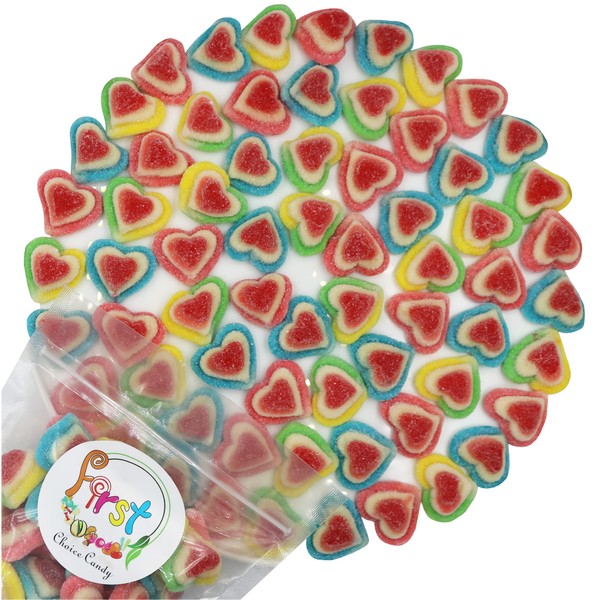 FirstChoiceCandy Sugared Rainbow Love Gummy Triple Hearts (2LB)