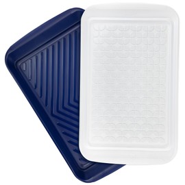 Tovolo Marinade Container with Lid, Large (Blue/White) - BBQ Prep Tub & Marinating Container with Lid for Kitchen, Grill, Meal Prep, Smoker, Griddle & Barbeque - Dishwasher-Safe Melamine Marinade Tray