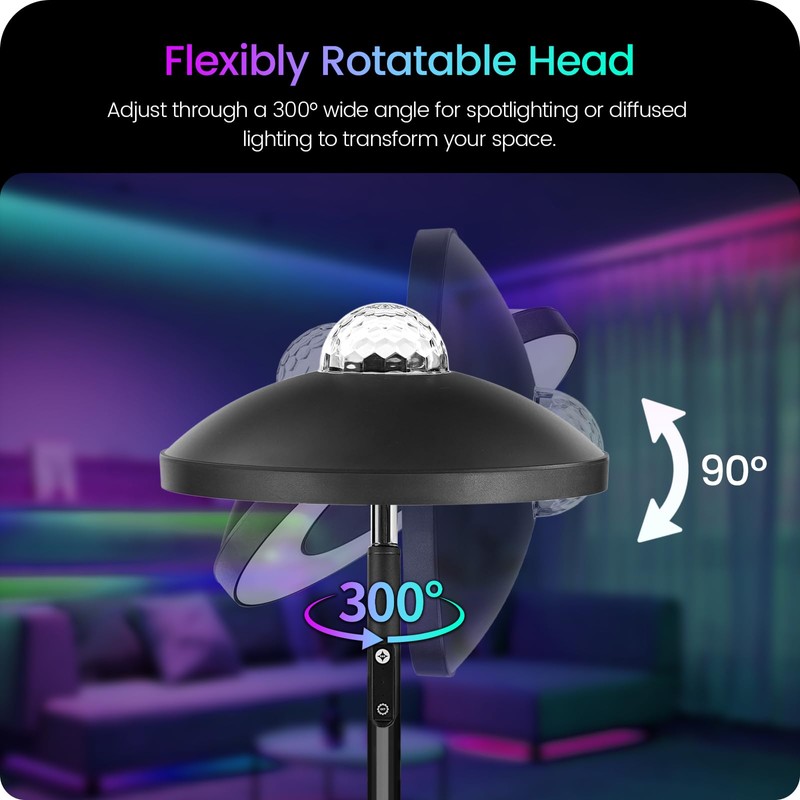 GOEBLESON LED Floor Lamp with RGB Galaxy Projector, 18W Double