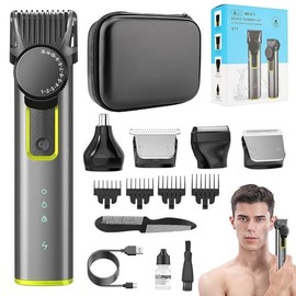 Afeitadora Electrica Hombre, 12 en 1 Kit de Rasuradoras para Hombre, Rasuradora Electrica Hombre, Máquina Para Cortar Cabello de Barba, Nariz, Pelo, Cara y Cuerpo, USB Carga Rápida