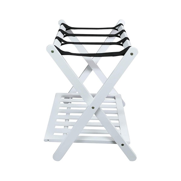 MISC White Hotel Luggage Rack for Guest Room Folding Suitcase Rack Collapsible Carry On Holder Bedroom, Sturdy Wooden