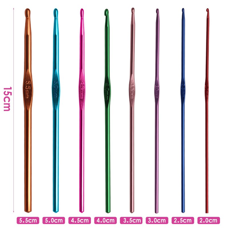 Crochet Hook Set Aluminum Crochet Hooks Ergonomic Knitting Needles Multicolor