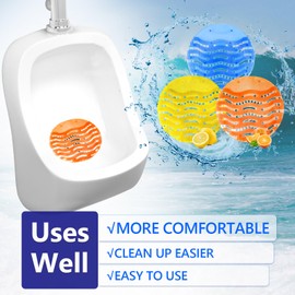 Urinal Screen Deodorizer, 12 Pack Urinal Cakes Bulk Scented Anti-Splash, Urinal Mats Deodorizer Fresh Pads – Ideal for Schools, Bathrooms, Restrooms, Office (Ocean Breeze/Lemon/Orange)