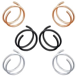 Decentraland Stainless Steel Spiral Nose Ring, Double Hoop Nose Ring, Single Pierced Nose Piercing for Women, Hypoallergenic, Stainless Steel