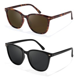 SIPHEW 2PCS Polarised Sunglasses Womens Classic Trendy Ladies Sunglasses with UV400 Protection Sun Glasses for Women