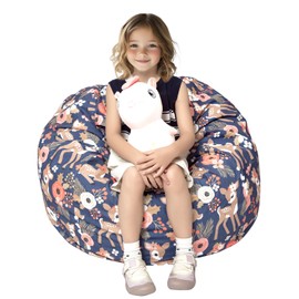 SANFERGE Cuddly Toy Storage Bean Bag Cover - Toy Organiser for Children, Teenagers and Adults - Durable Canvas with YKK Zip (Cover Only), Large 32 Inches
