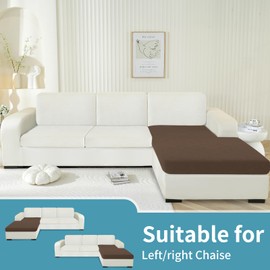 YSTELLAA Stretch Seat Cushion Cover, Elastic Sofa Seat Cushion Cover, Non-Slip, Universal Cover for Seat Cushions, Washable, Sofa Cushion Cover, Sofa Cover (Chaise Lounge, Brown)