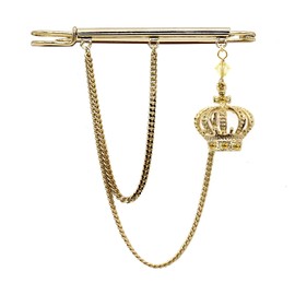 Jewelry Shop M Pin01 Lapel Pin, Pin Badge Brooch, Men's, Women's, Crown Tiara, Motif, Chain Accessory, Made in Japan, Gold