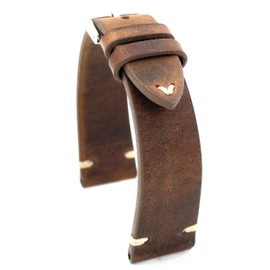 Rios1931 Sagittarius Vintage Cowhide Leather Watch Strap Handmade in Germany Robust 20 mm Brown Bog Oak, brown, Vintage
